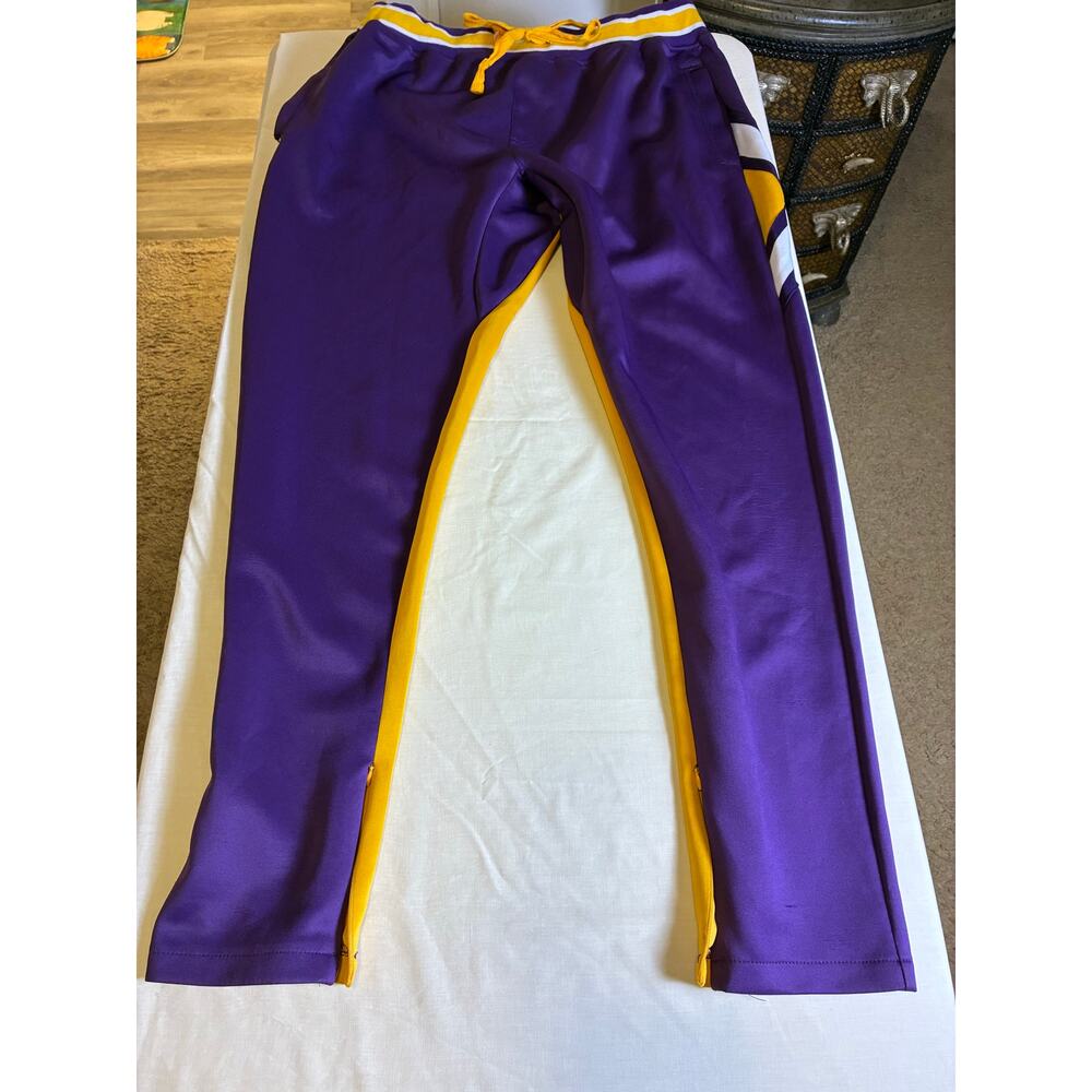 Decibel Track Pants Mens 2XL Purple Gold Athletic Joggers Zip Leg Retro Y2K
